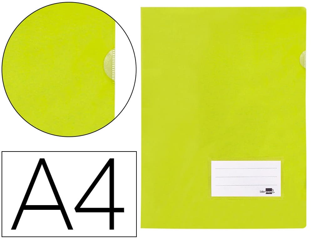 Liderpapel Carpeta liderpapel dossier a4 uñero con tarjetero y solapa interior amarillo fluor opaco
