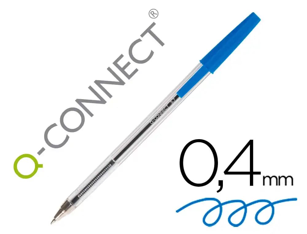 Q-connect Boligrafo transparente q-connect azul medio kf26039