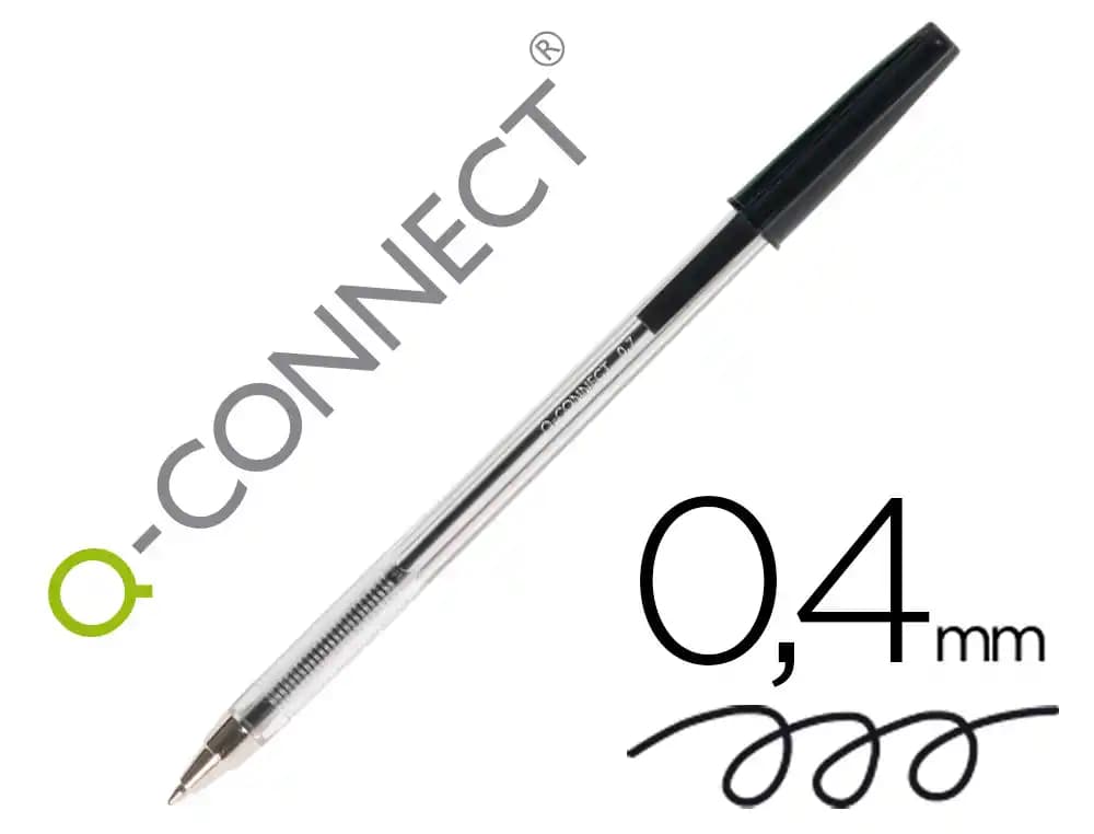 Q-connect Boligrafo transparente q-connect negro medio kf26040