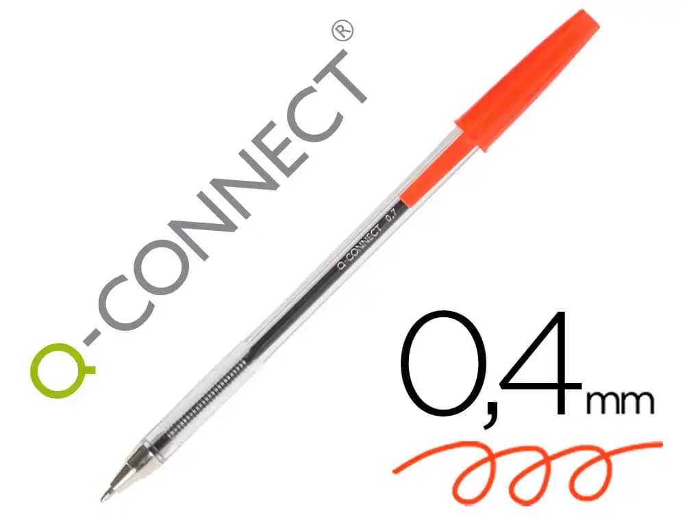 Q-connect Boligrafo transparente q-connect rojo medio kf26041