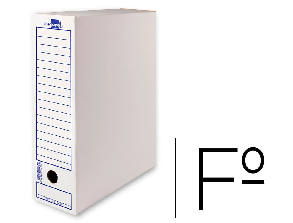 Liderpapel Caja archivo definitivo liderpapel 104 folio carton reciclado 325g/m2 lomo 100 mm blanco 365x100x251 mm