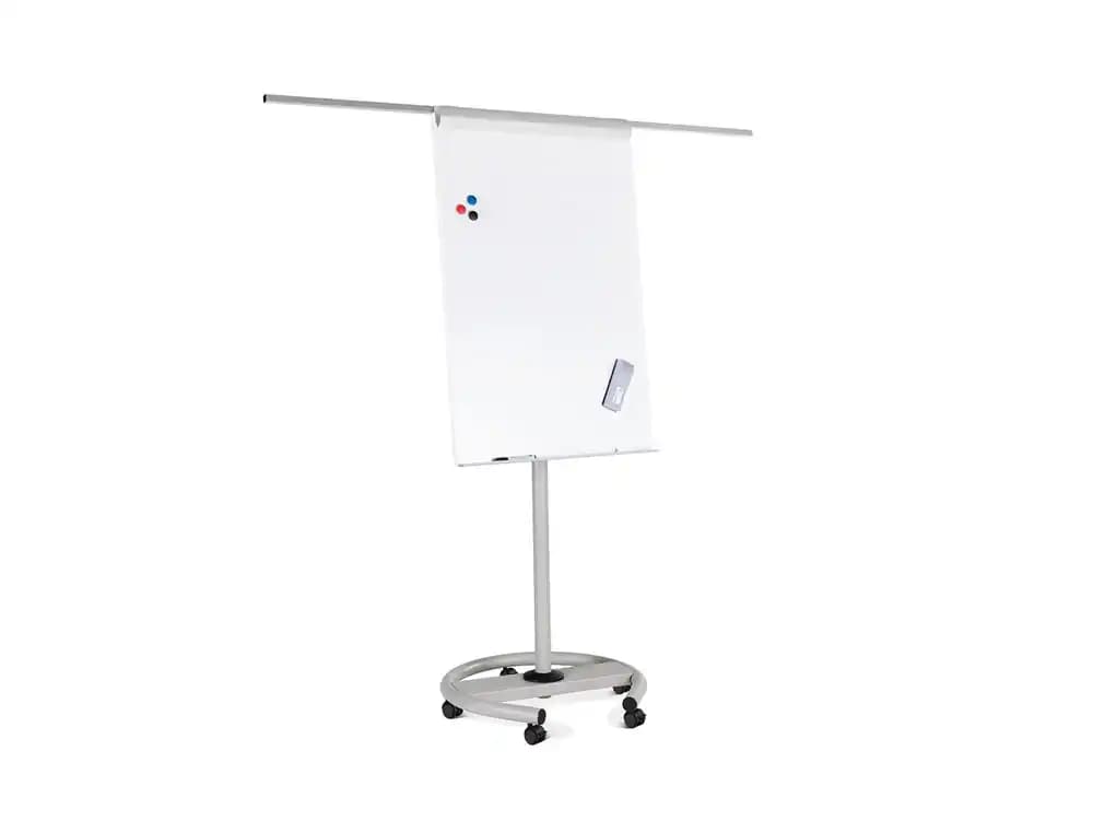 Rocada Pizarra blanca rocada para conferencias metalica lacada magnetica con ruedas 68x104 cm incluye 2 brazos laterales