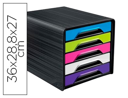 Cep Fichero cajones de sobremesa cep 5 cajones negro/multicolor flashy 360x288x270 mm