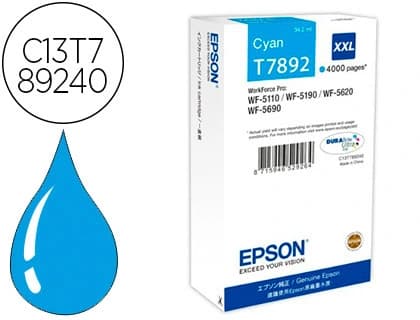 Epson Ink-jet epson t7892xxl wf-5110 / 5190 / 5620 / 5690 cian alta capacidad