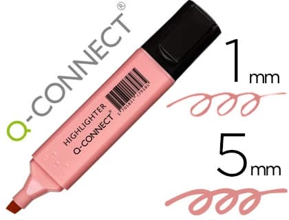 Q-connect Rotulador q-connect fluorescente pastel rosa punta biselada