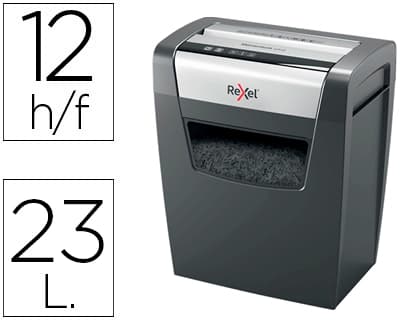 Rexel Destructora de documentos rexel momentum x312 capacidad de corte 12 hojas destruye grapas y clips papelera 23 l