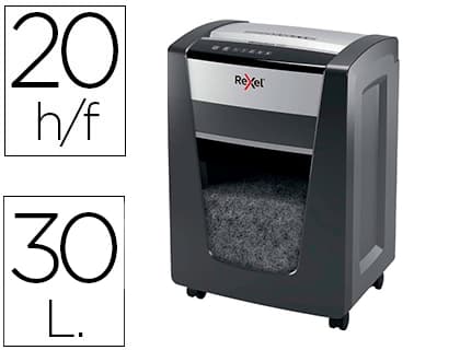 Rexel Destructora de documentos rexel momentum x420 capacidad de corte 20 hojas destruye grapas y clips papelera 30 l