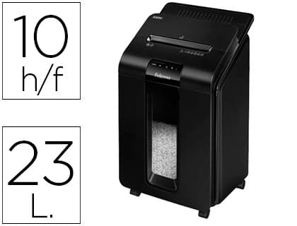 Fellowes Destructora de documentos fellowes auto+100m capacidad de corte 100 hojas destruye grapas clips y tarjetas 23l