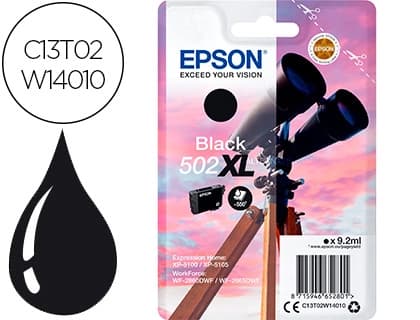 Epson Ink-jet epson 502 xl expression home xp 5100 / 5105 workforce wf 2860 / 2860dwf negro 550 paginas