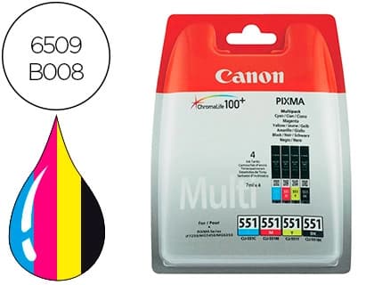 Canon Ink-jet canon 551 c/m/y/bk pixma ip8750 / ix6850 / mg5550 / mg6450 / mg7150 / mx725 / mx925 pack 4 colores