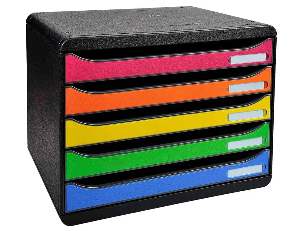 Exacompta Fichero cajones sobremesa exacompta big-box plus iderama arlequin 5 cajones apaisado multicolores