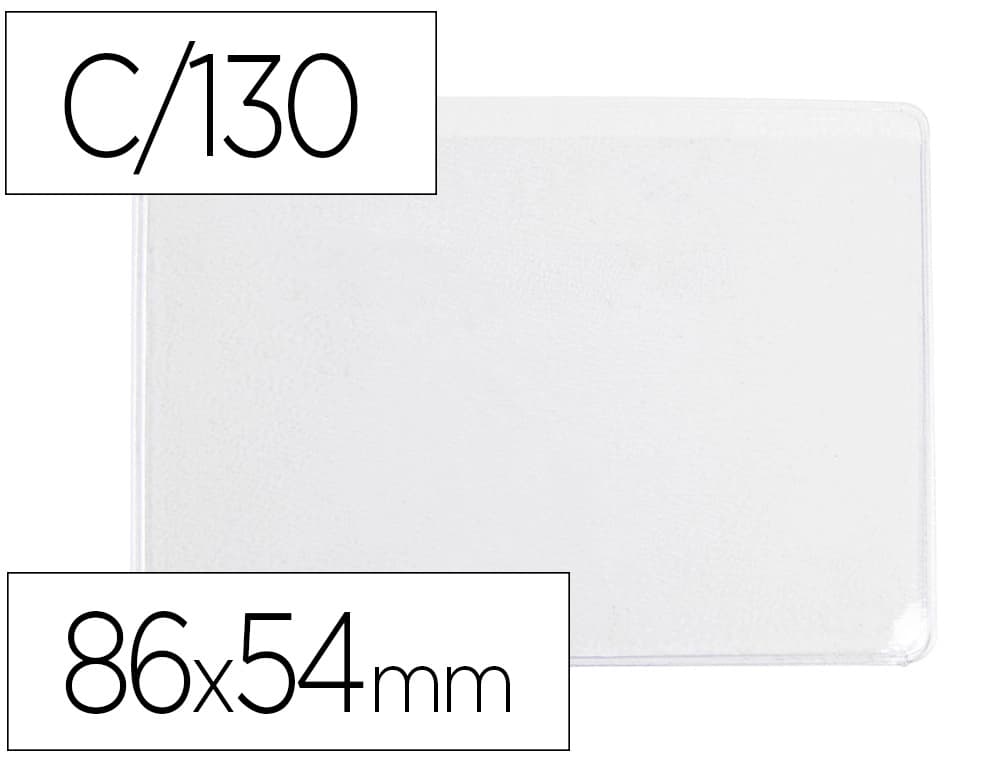 Q-connect Funda portadocumento q-connect dni 130 micras pvc transparente con uñero 86x54 mm