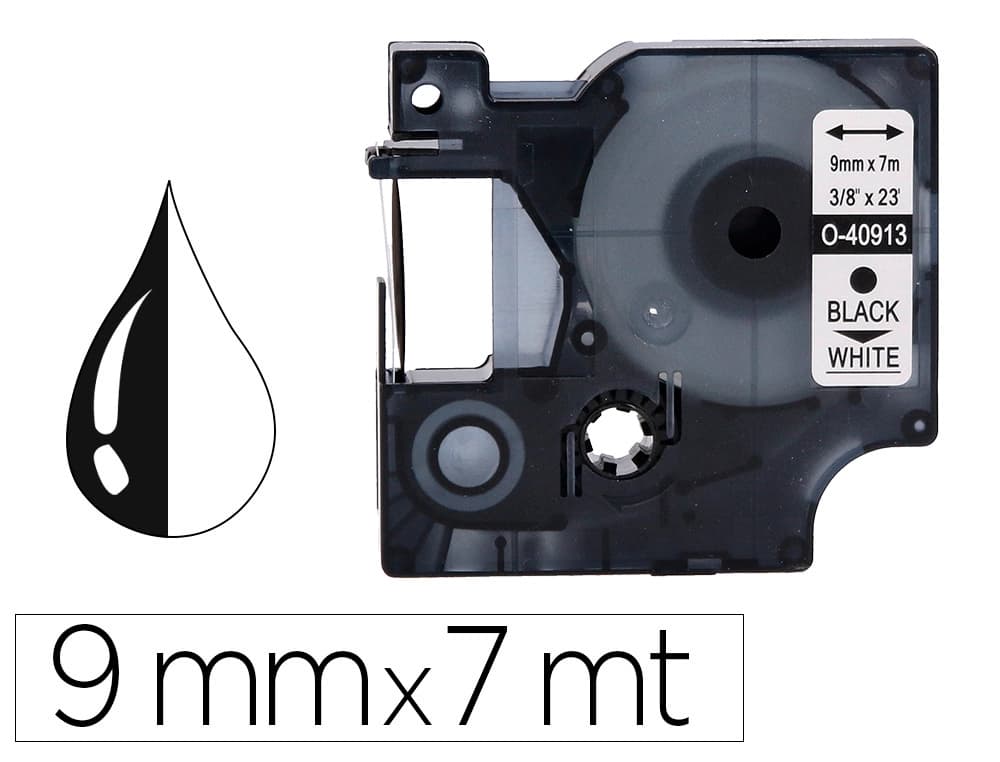 Q-connect Cinta q-connect 1000 negro-blanco 9 mm x 7 m dymo