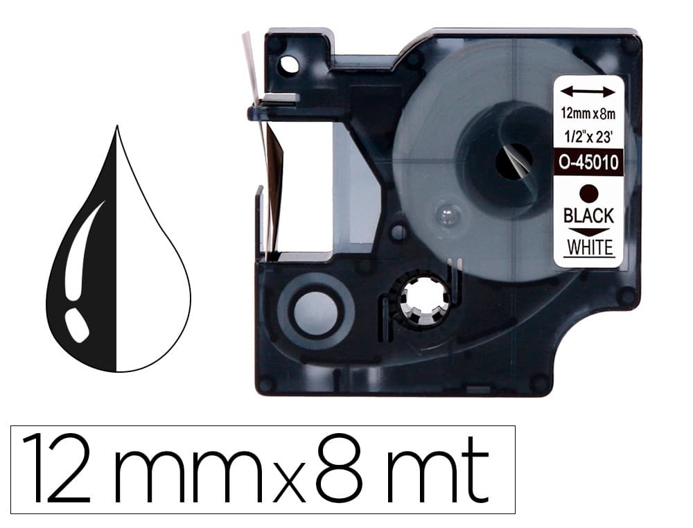 Q-connect Cinta q-connect mk-221 blanco-negro 9mm longitud 8 m