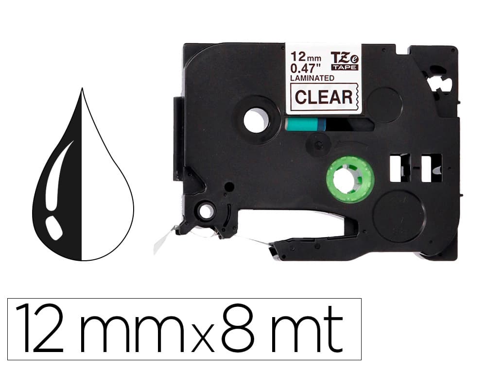 Q-connect Cinta q-connect tze-131 transparente-negro 12mm longitud 8 m