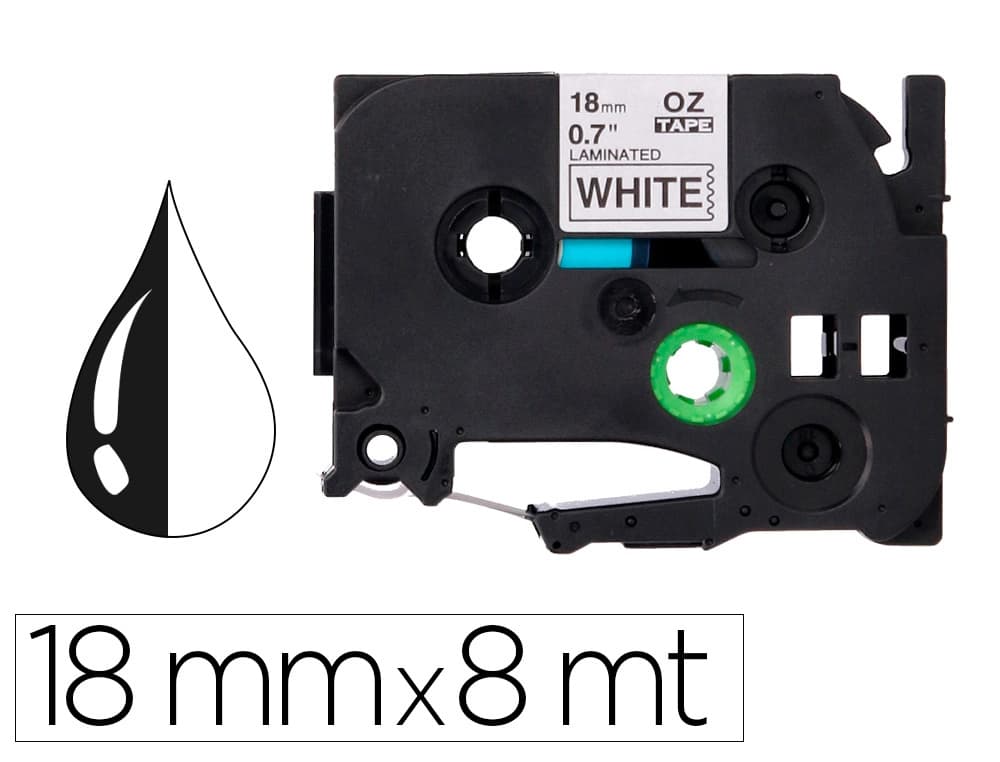 Q-connect Cinta q-connect tze-241 blanco-negro 18mm longitud 8 m