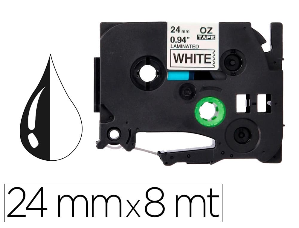 Q-connect Cinta q-connect tze-251 blanco-negro 24mm longitud 8 m
