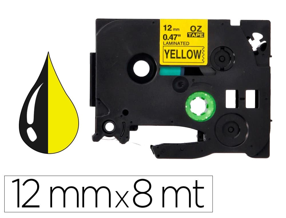 Q-connect Cinta q-connect tze-631 amarillo-negro 12mm longitud 8 m