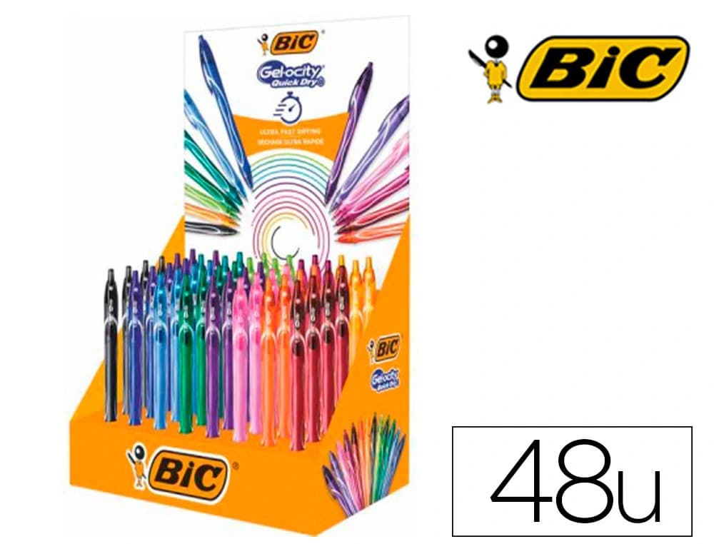 Bic Boligrafo bic gelocity quick dry expositor de 48 unidades colores surtidos