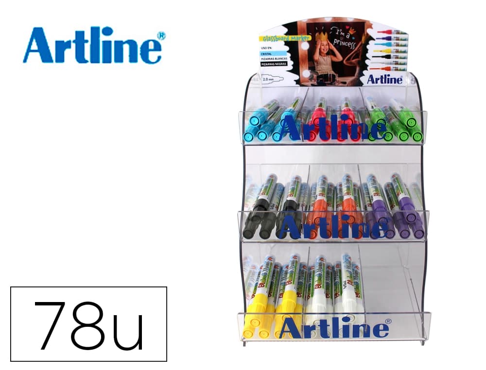 Artline Rotulador artline pizarra epd-4 opaque ink board punta redonda 2 mm expositor de 78 unidades colores surtidos