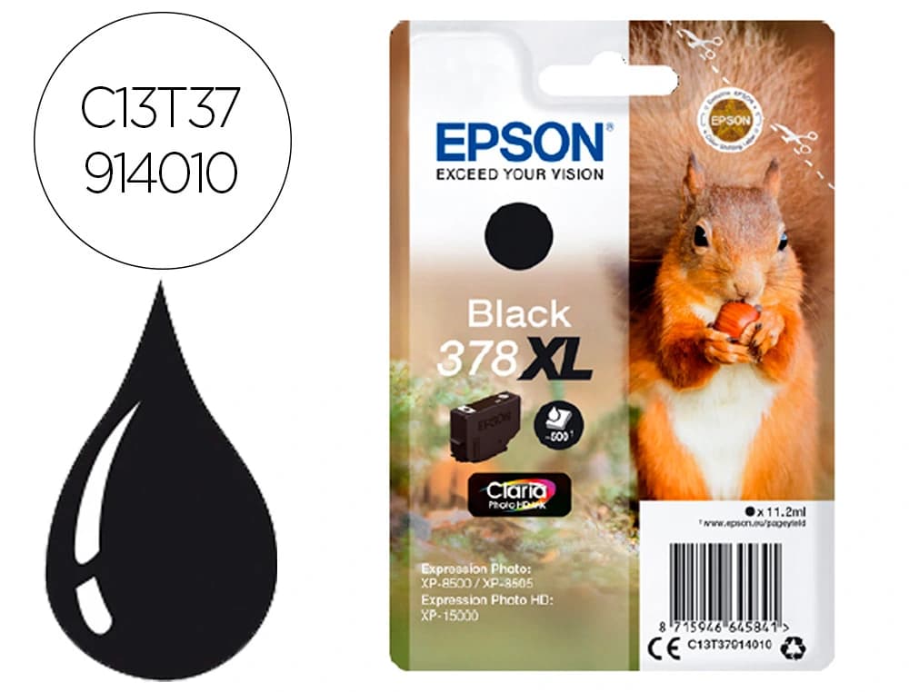 Epson Ink-jet epson 378 xl expression home xp-8605 / 8606 / xp-15000 / xp-8500 / 8505 negro 500 pag