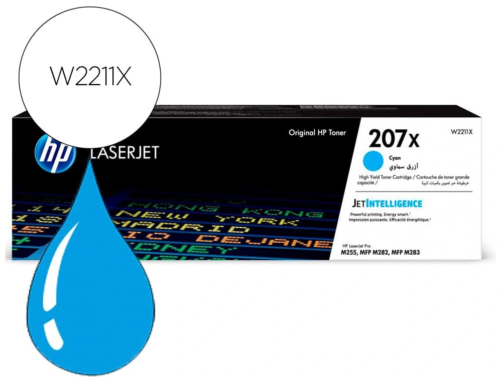 Hp Toner hp 207x color laserjet pro m282nw / m283fdn / m283fdw cian 2.450 paginas