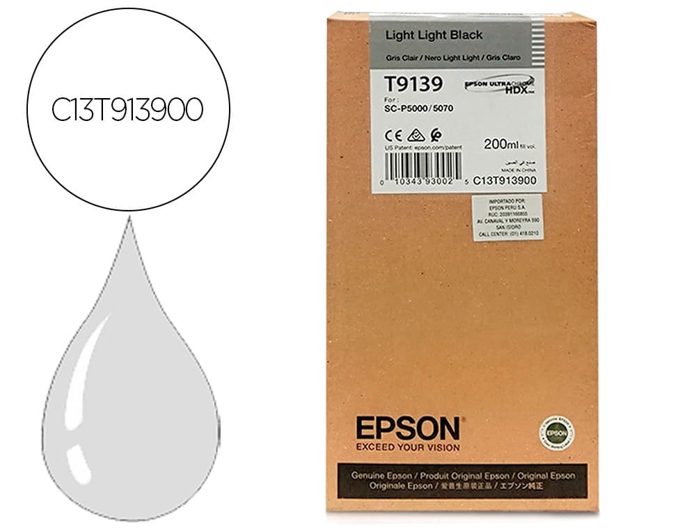 Epson Ink-jet epson t9139 light light negro ink 200ml