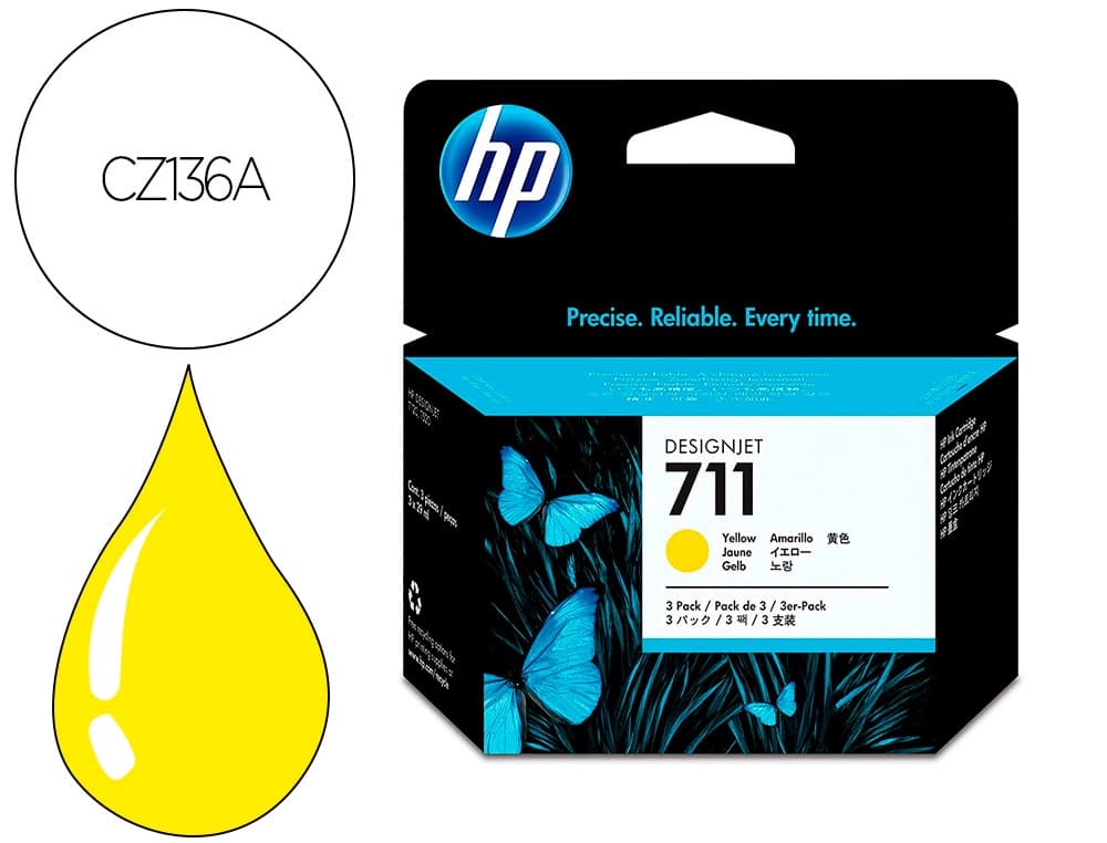 Hp Ink-jet hp designjet t120/t520 amarillo n 711 pack 3/1000 paginas