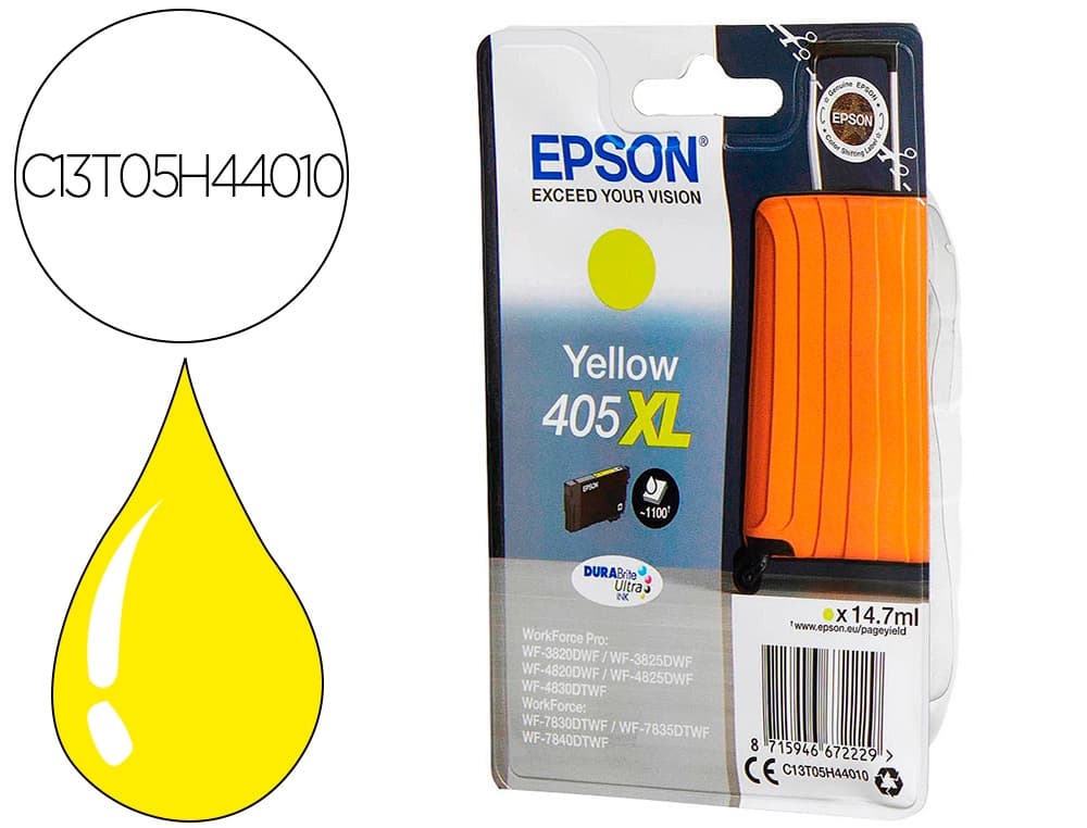 Epson Ink-jet epson 405 xl wf-3820dwf / wf-4820dwf / wf-7830dtwf / wf-7840dtwf alta capacidad amarillo