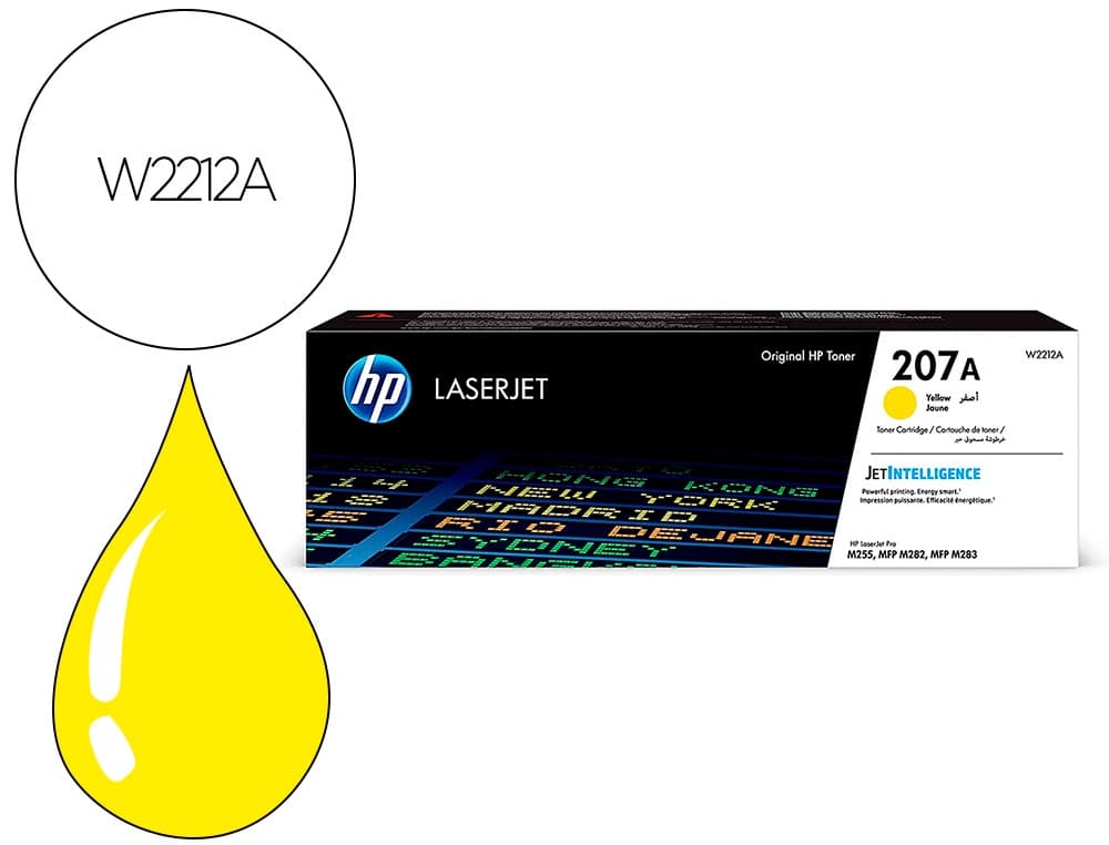 Hp Toner hp 207a hp laserjet pro m255dw / m255nw / m282nw / m283fdn amarillo 1250 paginas