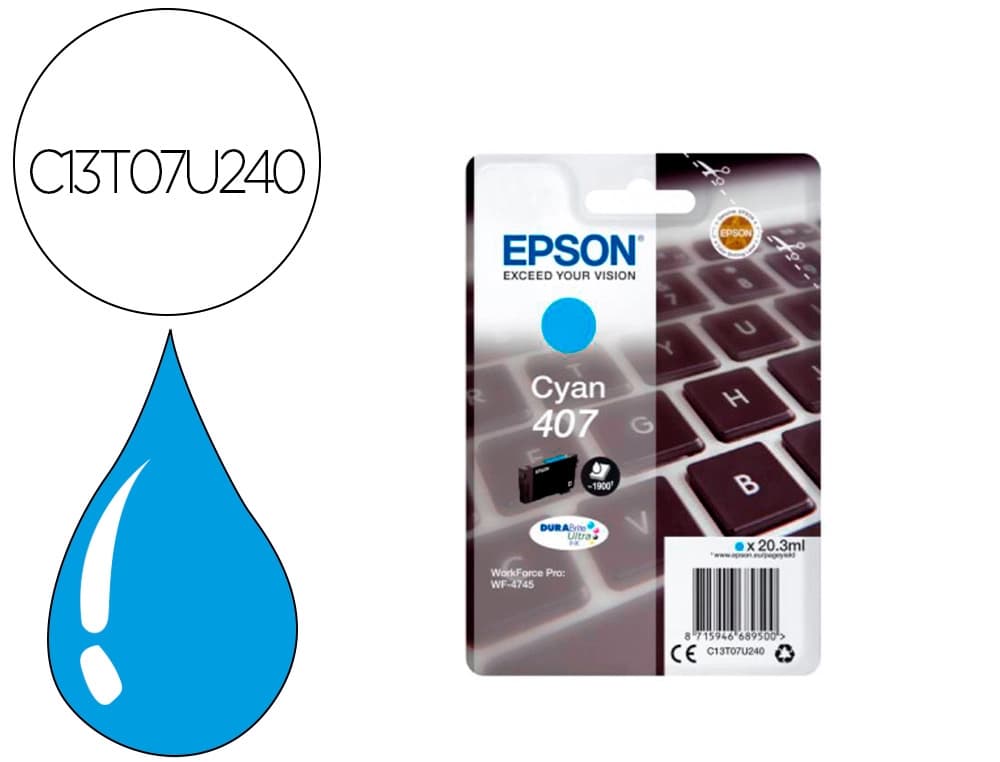 Epson Ink-jet epson 407l clavier wf-4745 series cian 1900 paginas
