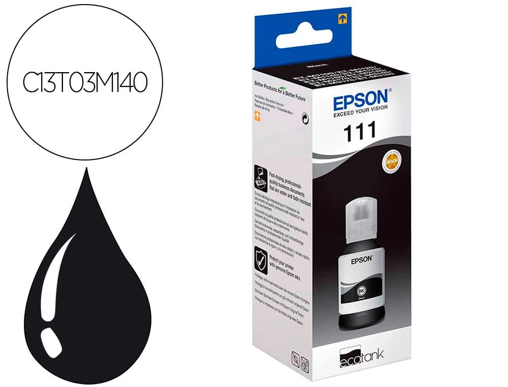 Epson Ink-jet epson ecotank c13t03m140 bk 5k 12 0ml et-m1100 / m1140 / m1170 / m1180 / m2120m negro 6000