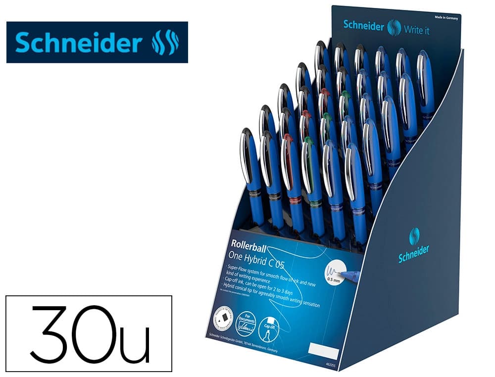 Schneider Roller schneider one hybrid punta conica 0,5 mm expositor de 30 unidades colores surtidos 168x315x218 mm