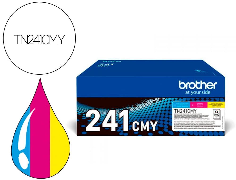 Brother Toner brother tn241cmy hl3140 / 3170 / 3150 / dcp9020 / mfc9140 / 9330 / 9340 cian magenta yellow 1500 paginas