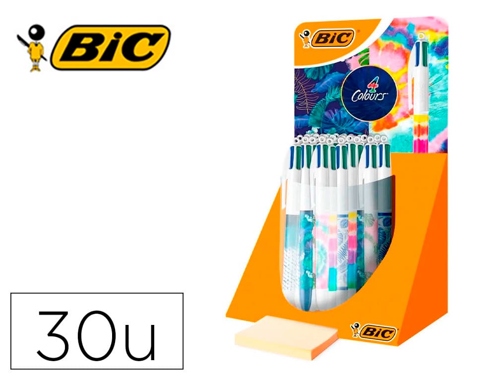 Bic Boligrafo bic cuatro colores decorados punta de 1 mm expositor de 30 unidades