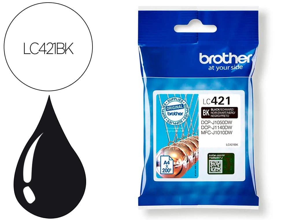 Brother Ink-jet brother lc421bk dcp-j1050dw / dcp-j1140dw / mfc-j10 negro 200 paginas
