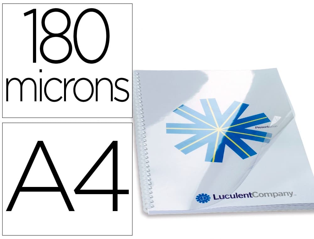 Gbc Tapa de encuadernacion gbg pvc cristal transparente 180 mc din a4 pack de 100 unidades