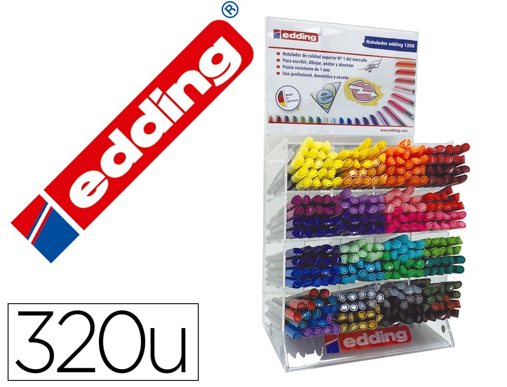 Edding Rotulador edding punta fibra 1200 expositor de 320 unidades colores surtidos