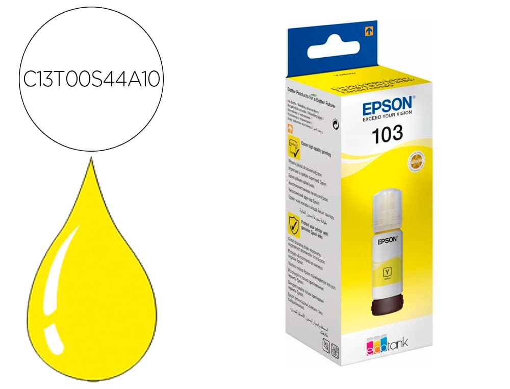 Epson Tinta epson ecotank 103 l3110/3150/3151/5190 amarillo botella de 65 ml