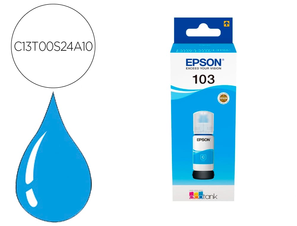 Epson Tinta epson ecotank 103 l3110/3150/3151/5190 cian botella de 65 ml