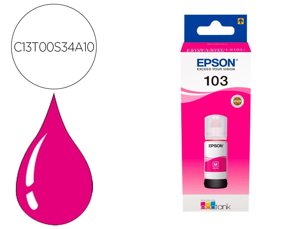 Epson Tinta epson ecotank 103 l3110/3150/3151/5190 magenta botella de 65 ml
