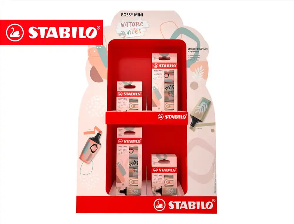 Stabilo Rotulador stabilo boss fluorescente mini naturevibes expositor de 8 estuches de 3 unidades + 8 estuches de 6