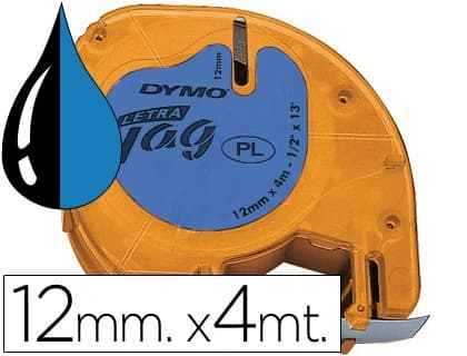 Dymo Cinta dymo 12mmx4mt -negro/azul para maquina letratag