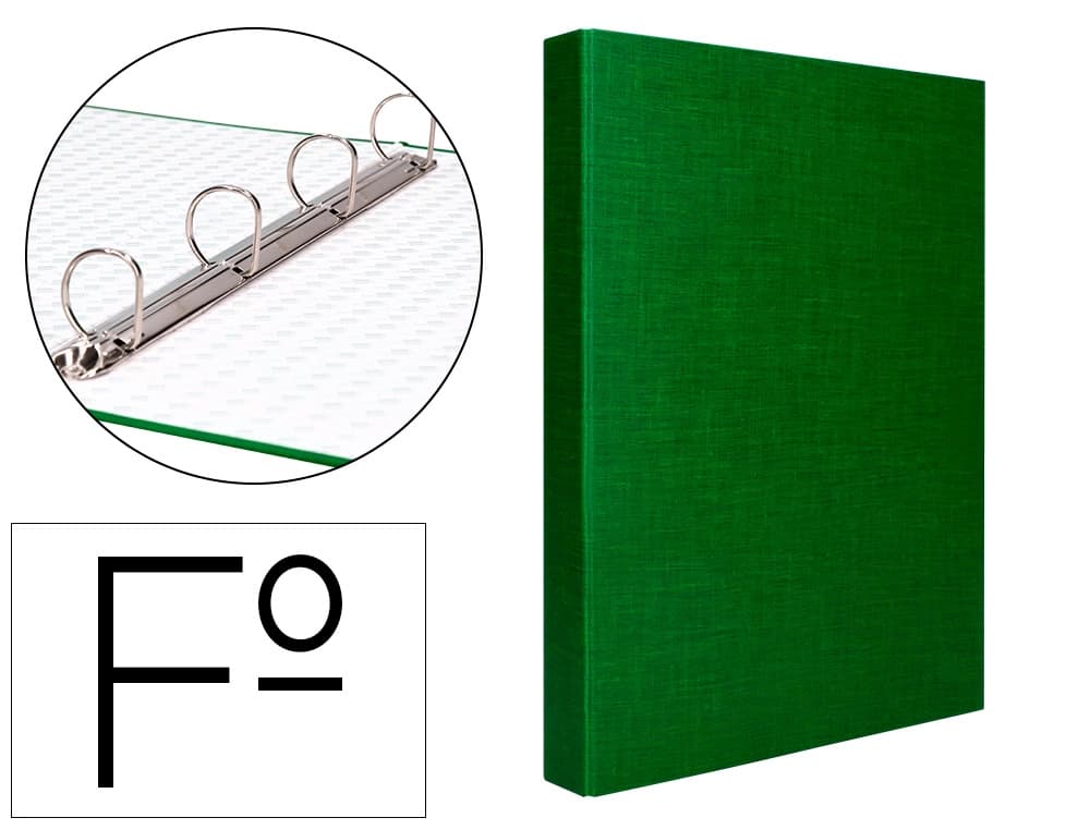 Liderpapel Carpeta de 4 anillas 25mm mixtas liderpapel folio cartonforrado paper coat verde