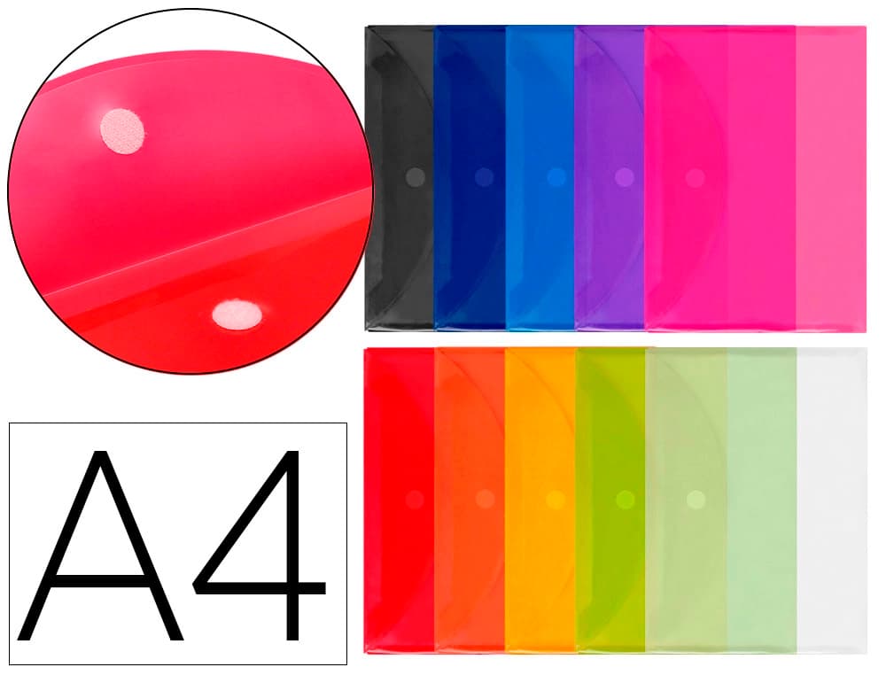 Liderpapel Carpeta liderpapel dossier a4 cierre de velcro colores surtidos pack 10+2 gratis