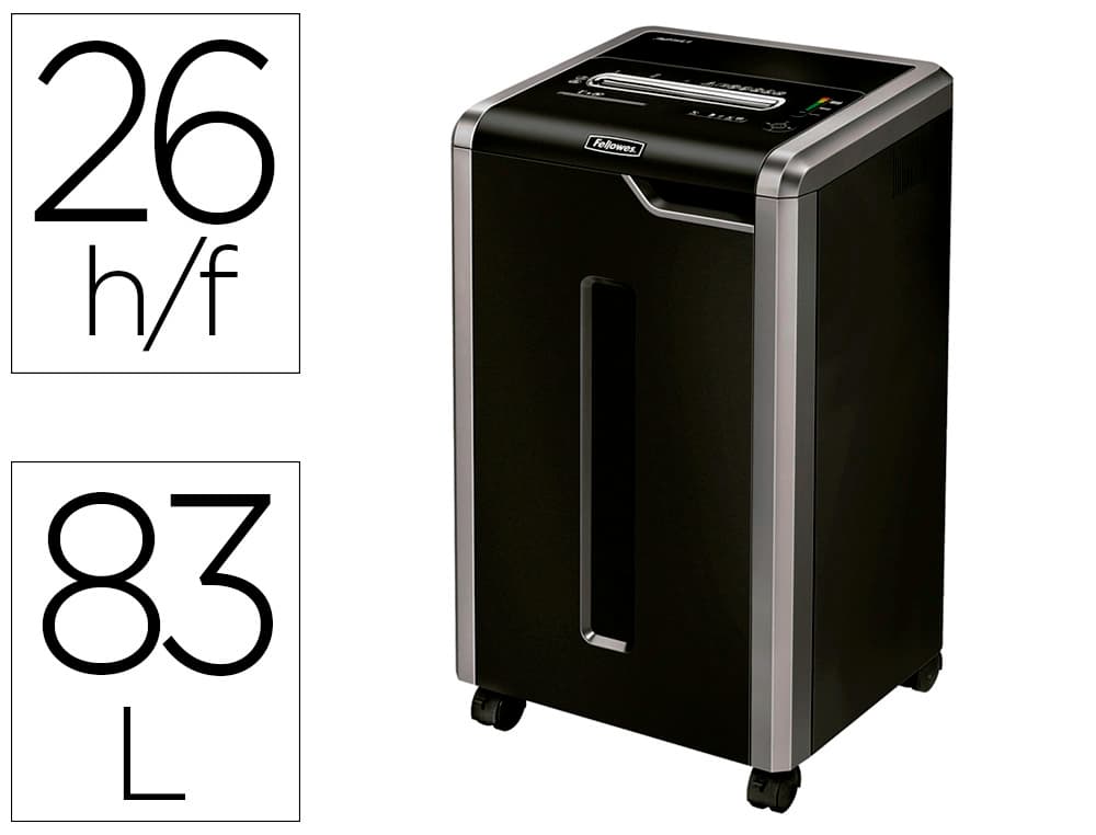 Fellowes Destructora de documentos fellowes 325i ciclo trabajo continuo capacidad de corte 26h clips tarjetas cd 83l