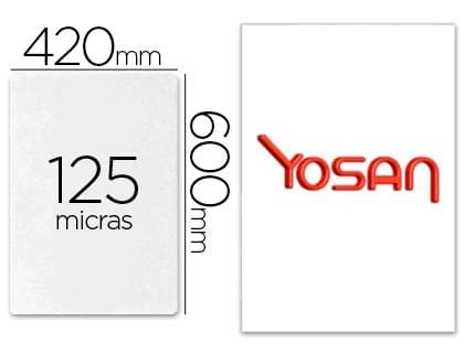 Yosan Bolsa de plastificar yosan brillo 420 x 600 mm 125 mc din a2 caja de 50 unidades