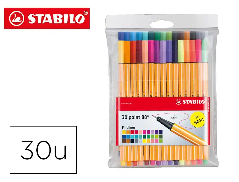 Stabilo Rotulador stabilo point 88 colores neon estuche 25+5 unidades