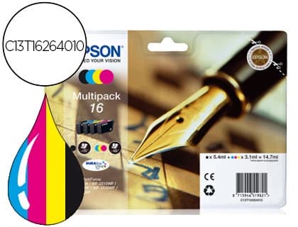 Epson Ink-jet epson 16 multipack workforce wf-2010w wf-2510wf wf-2520nf wf-2530wf wf-2540wf negro amarillo cian y magenta