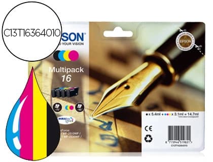 Epson Ink-jet epson 16xl multipack workforce wf-2010w wf-2510wf wf-2520nf wf-2530wf wf-2540wf negro amarillo cian y magenta